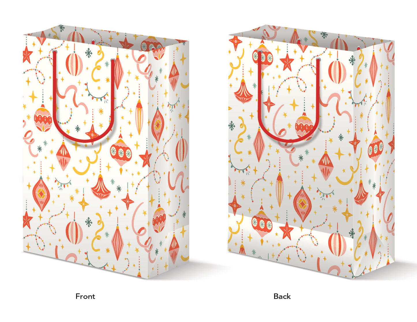 RETRO CHRISTMAS ORNAMENTS GIFT BAG