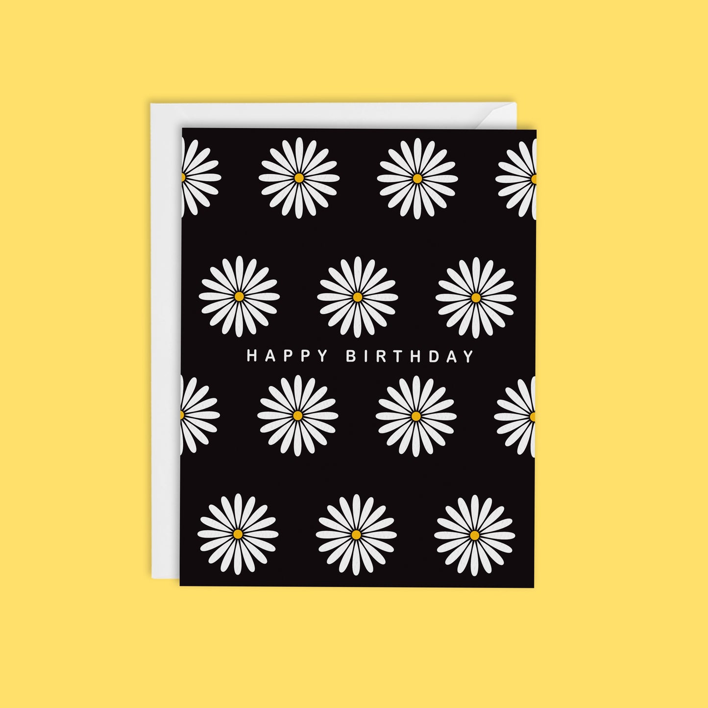 MODERN DAISIES HAPPY BIRTHDAY CARD- Black