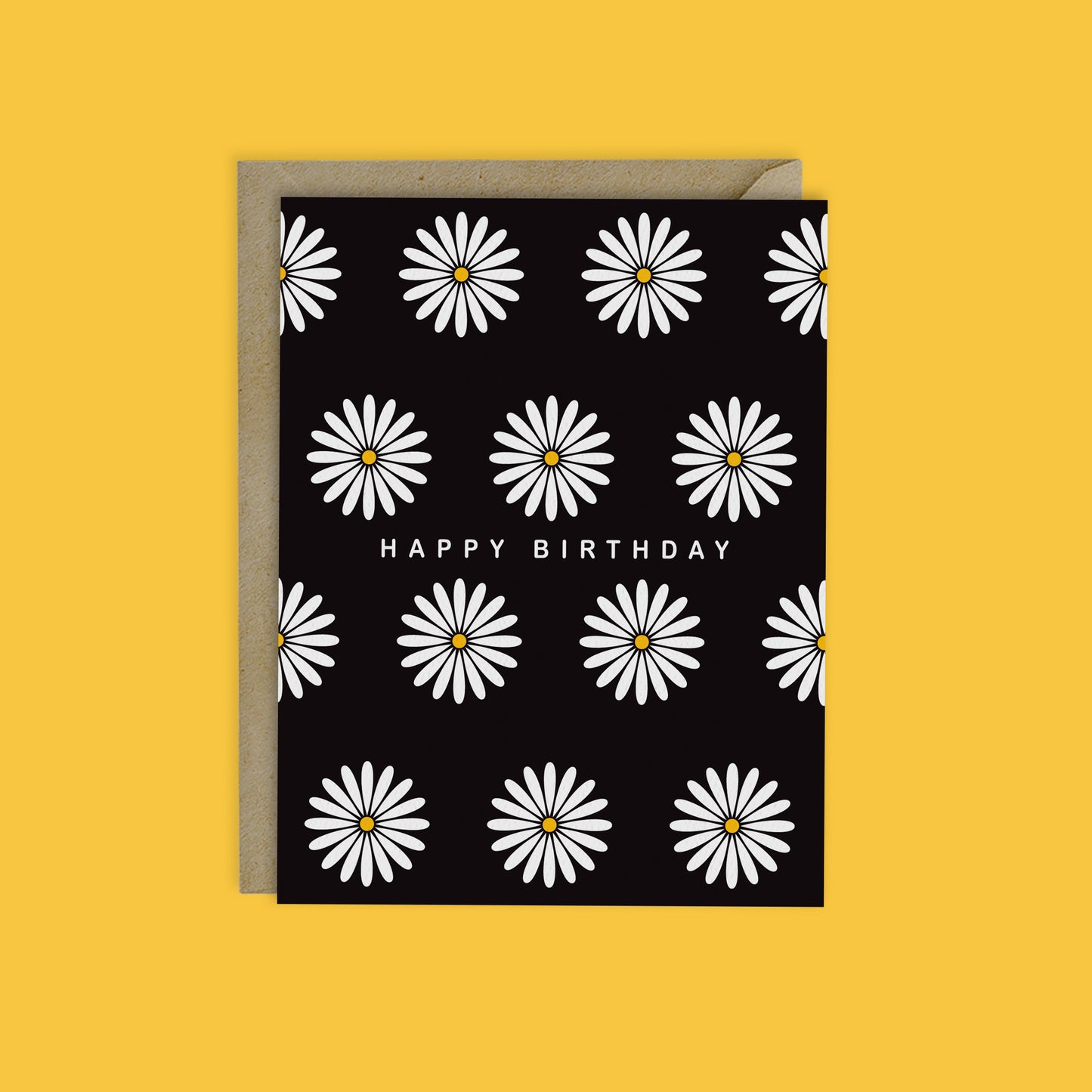 MODERN DAISIES HAPPY BIRTHDAY CARD- Black