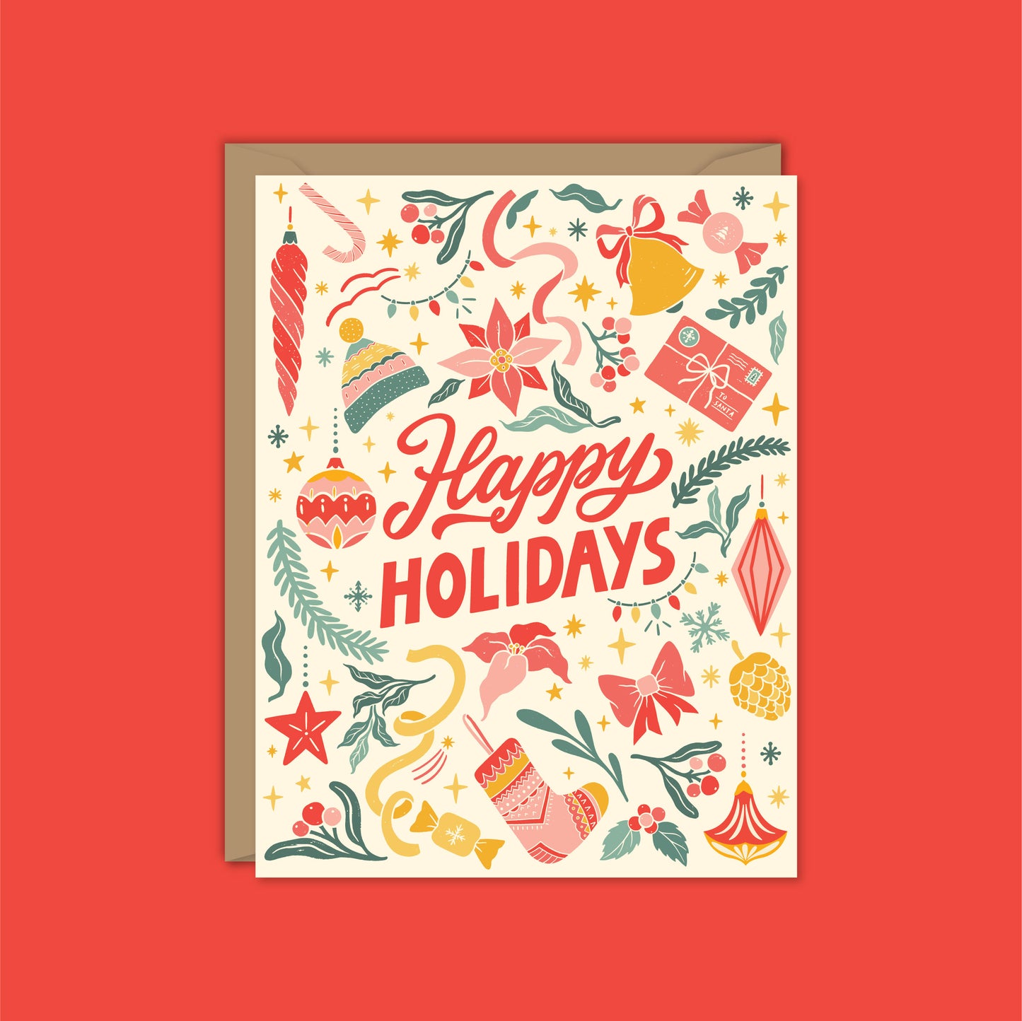 Happy Holidays Retro Christmas Card
