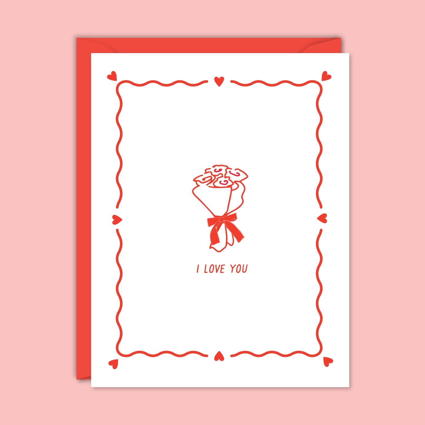 I Love You Red Roses Bouquet Card