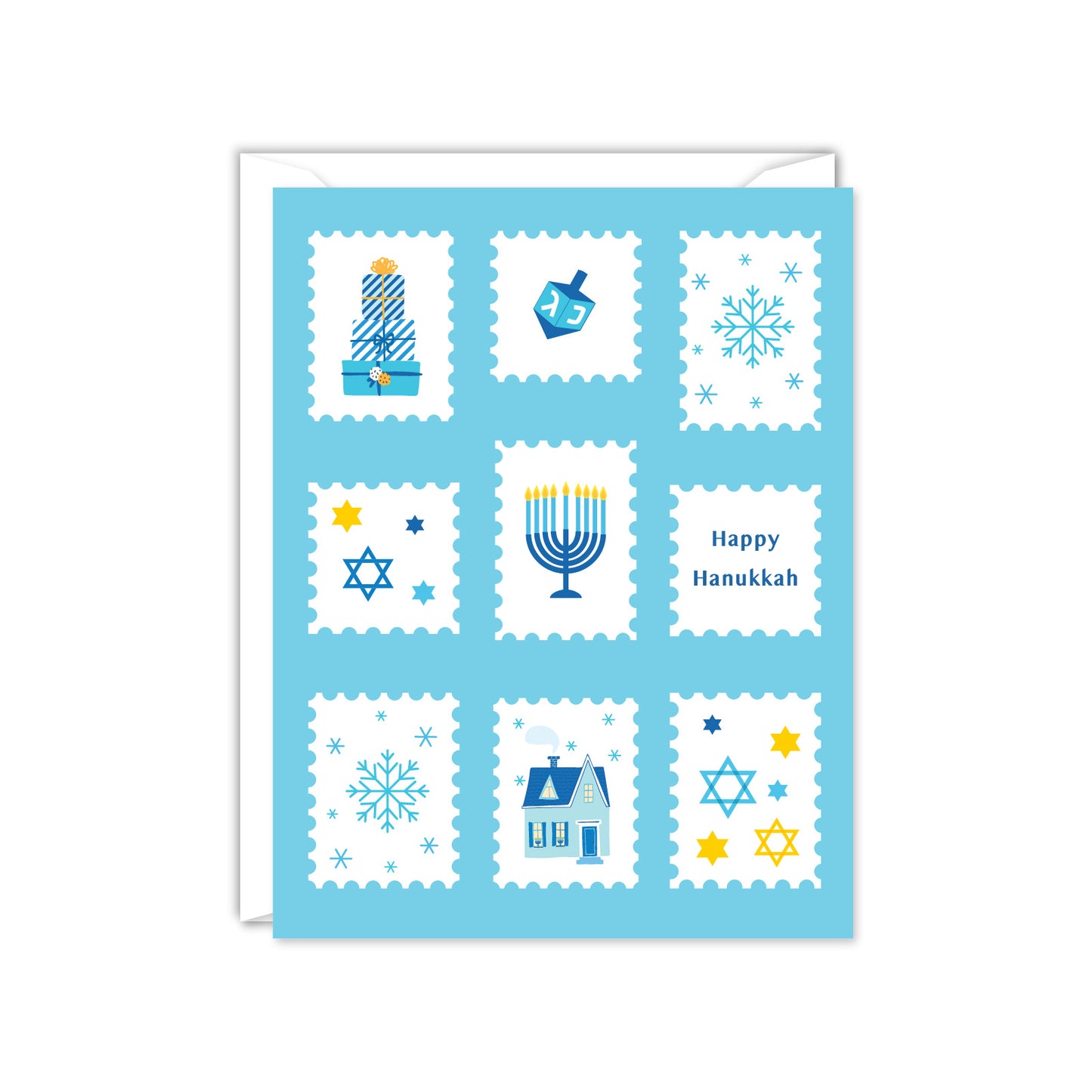 Happy Hanukkah Postage Stamps Card