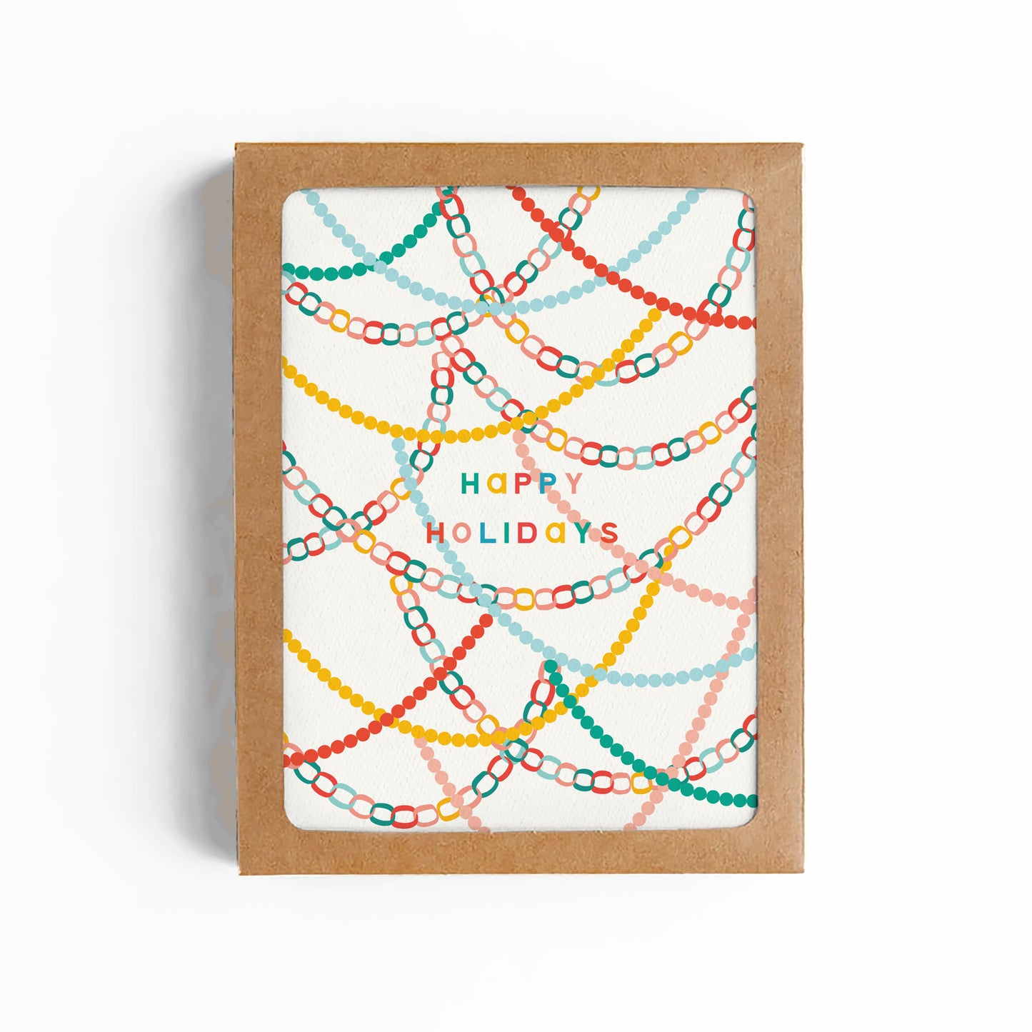 Happy Holidays Paper Chains Christmas Card-Boxed Set of 8