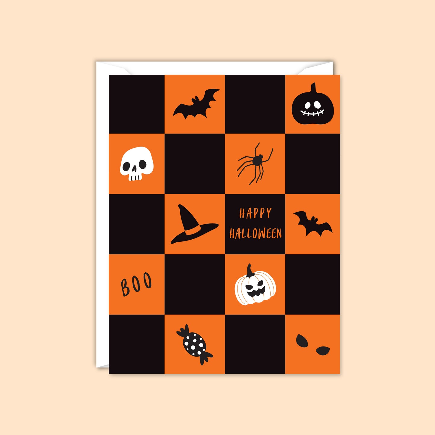 HAPPY HALLOWEEN CHECKERBOARD CARD