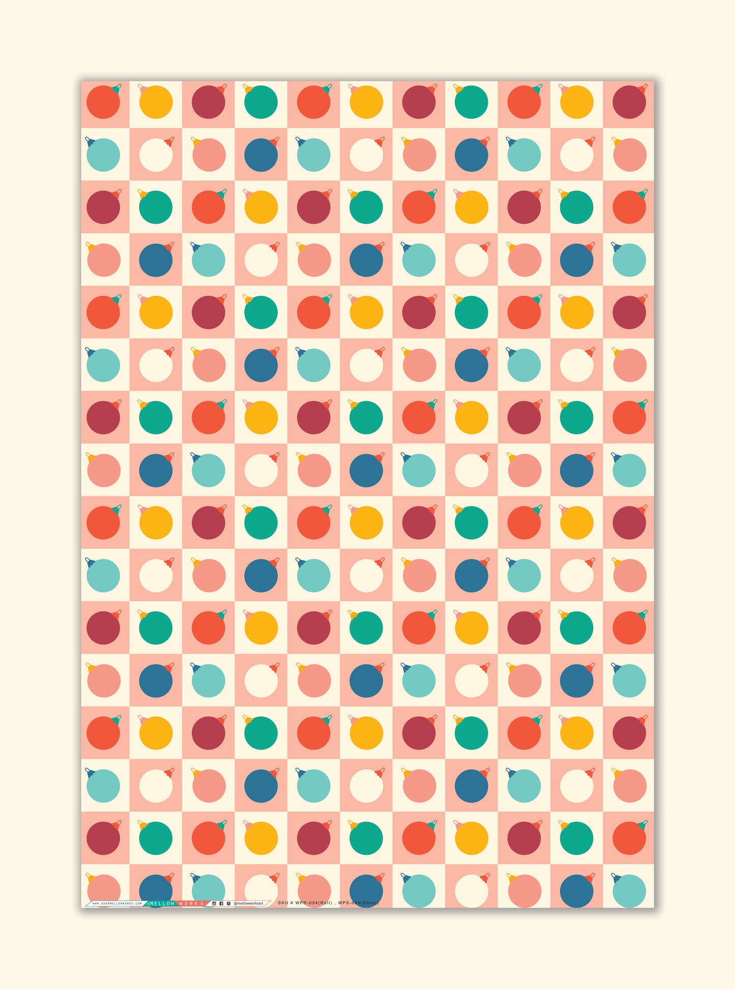 Modern Christmas Ornaments Gift Wrap Sheets