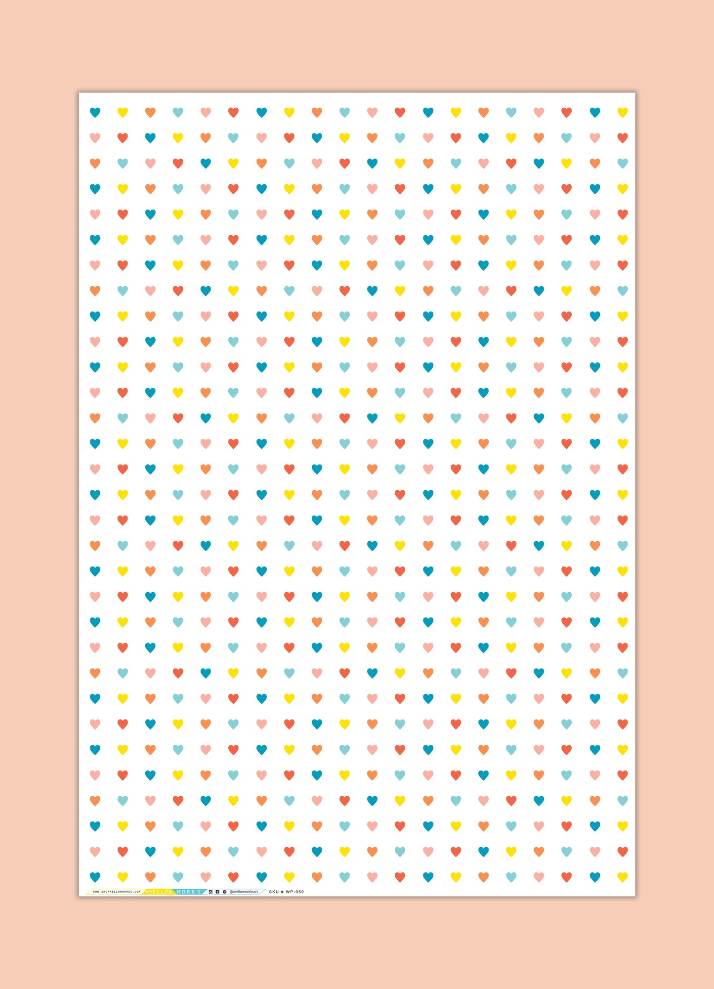 RAINBOW HEARTS Gift Wrap Sheets