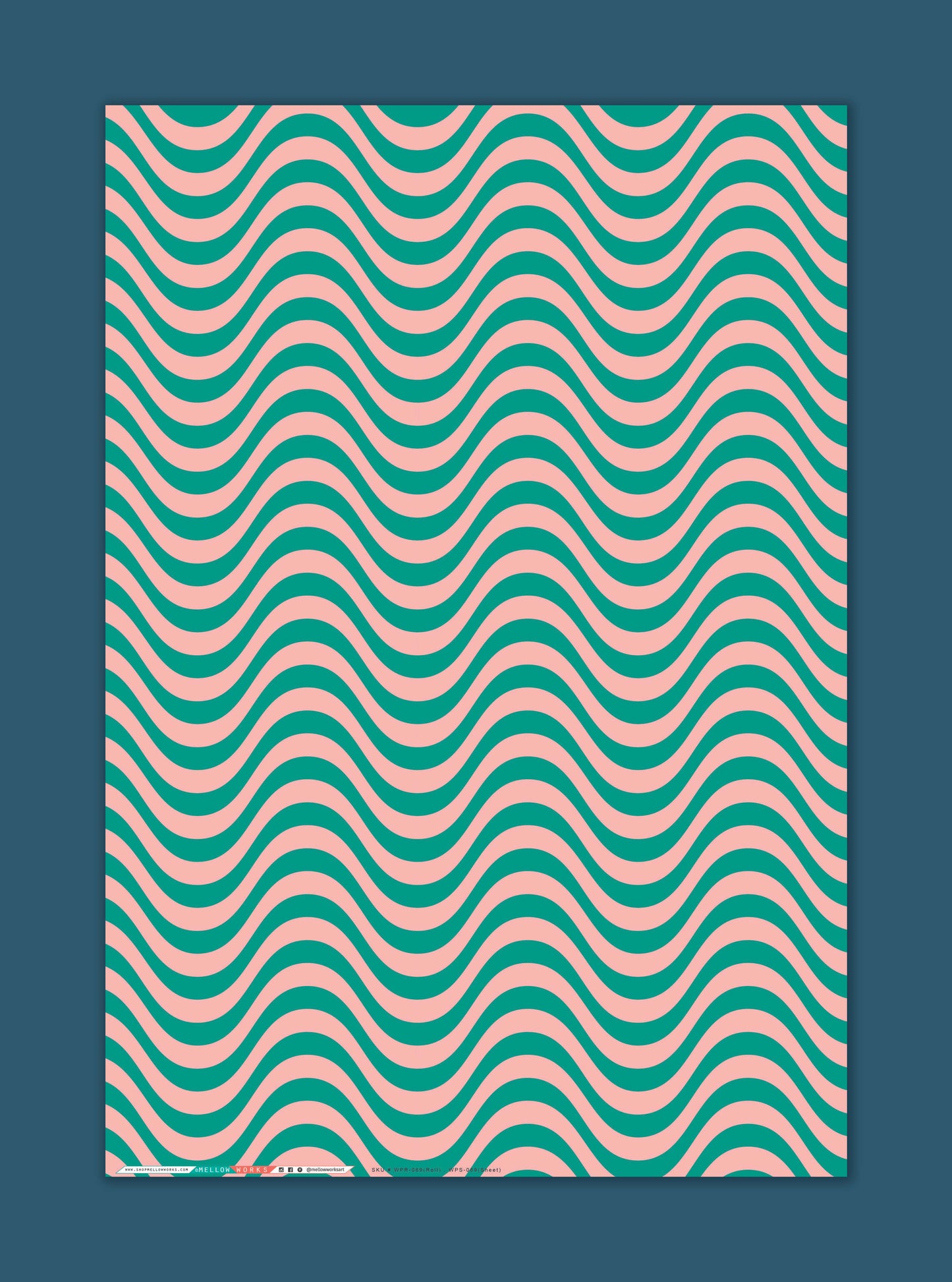RETRO GREEN WAVE Gift Wrap Sheets