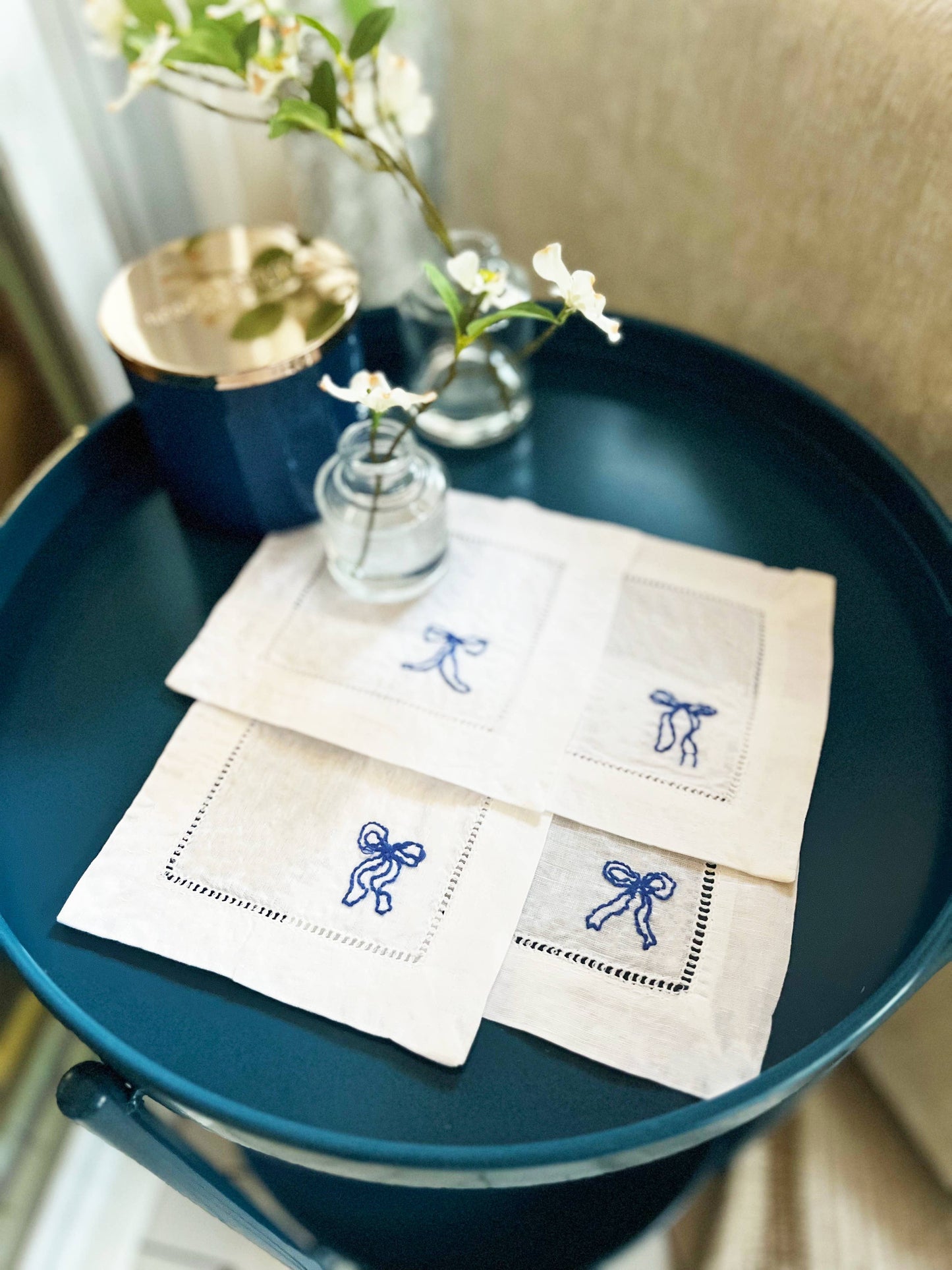 Ribbon Bow Napkins Embroidery Kit