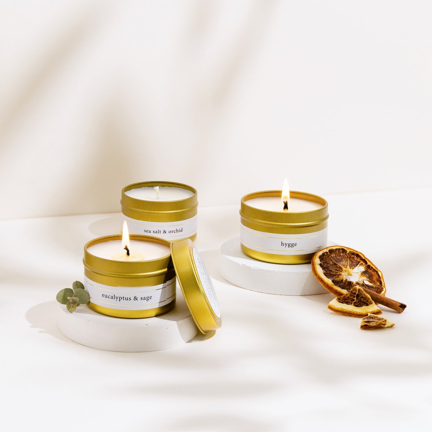 Eucalyptus & Sage - 4 oz Gold Travel Candle