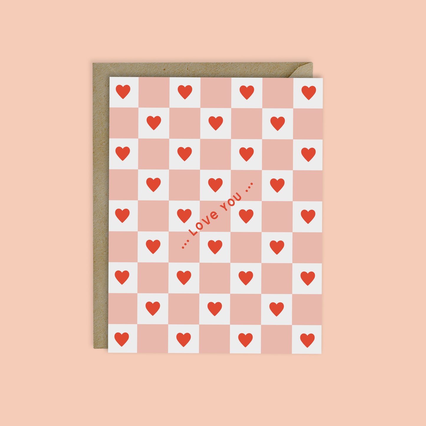 LOVE YOU - CHECKERBOARD HEARTS VALENTINE'S CARD