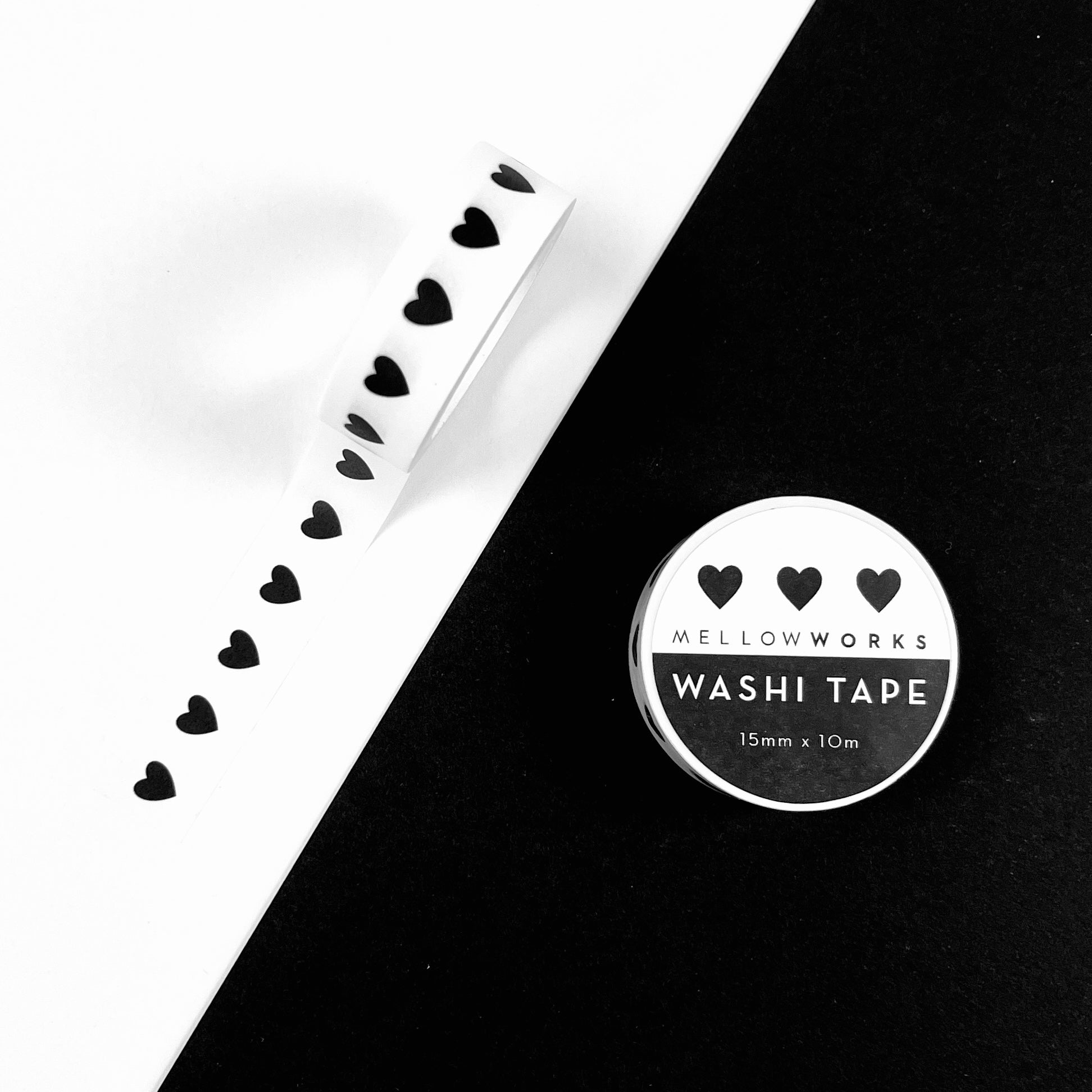 BLACK AND WHITE HEARTS - VALENTINES WASHI TAPE – ShopMellowworks