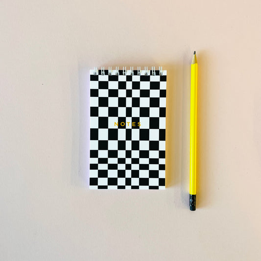REPORTER NOTEBOOK - B&W CHECKERBOARD Blank Pages