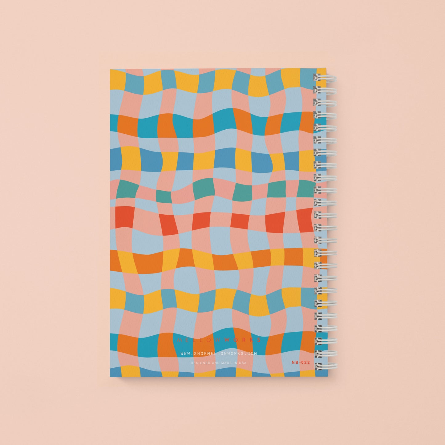 COLORFUL WAVY CHECKERBOARD SPIRAL NOTEBOOK - Blank Pages