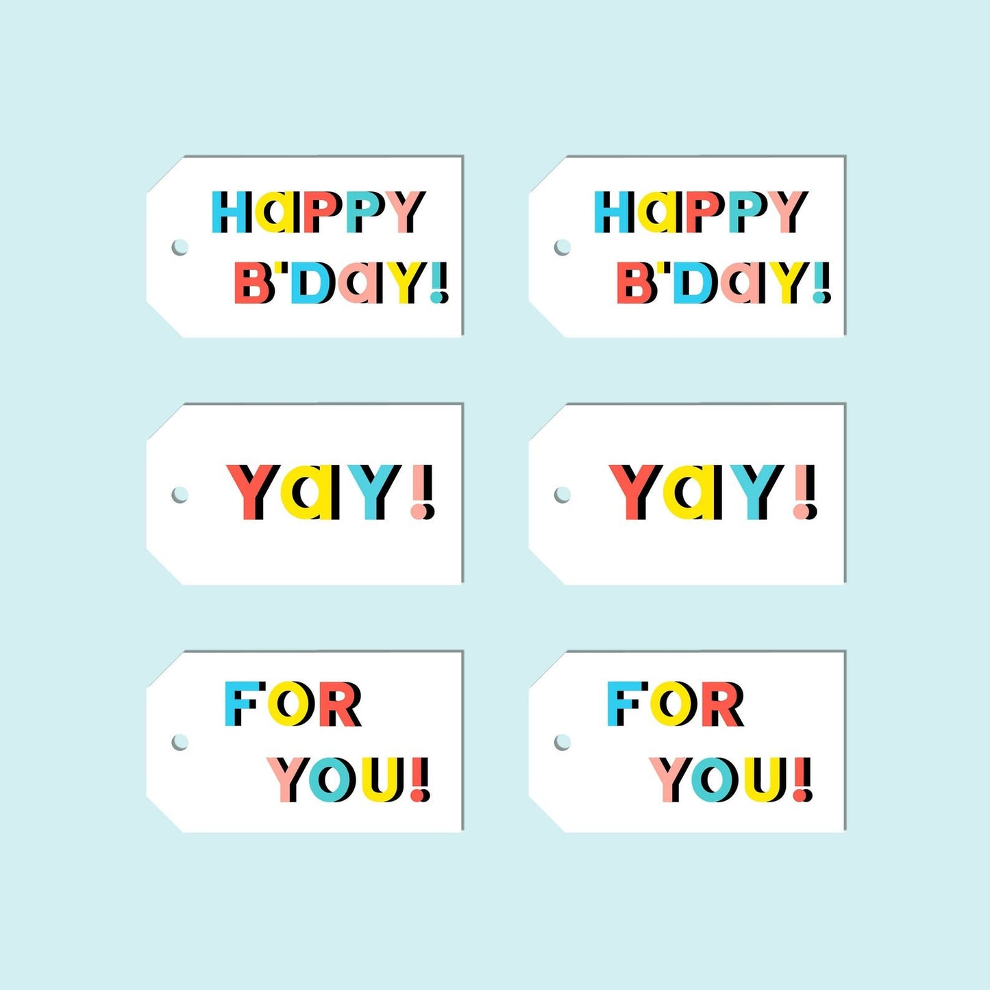 MODERN HAPPY BIRTHDAY Gift Tags-Set of 10