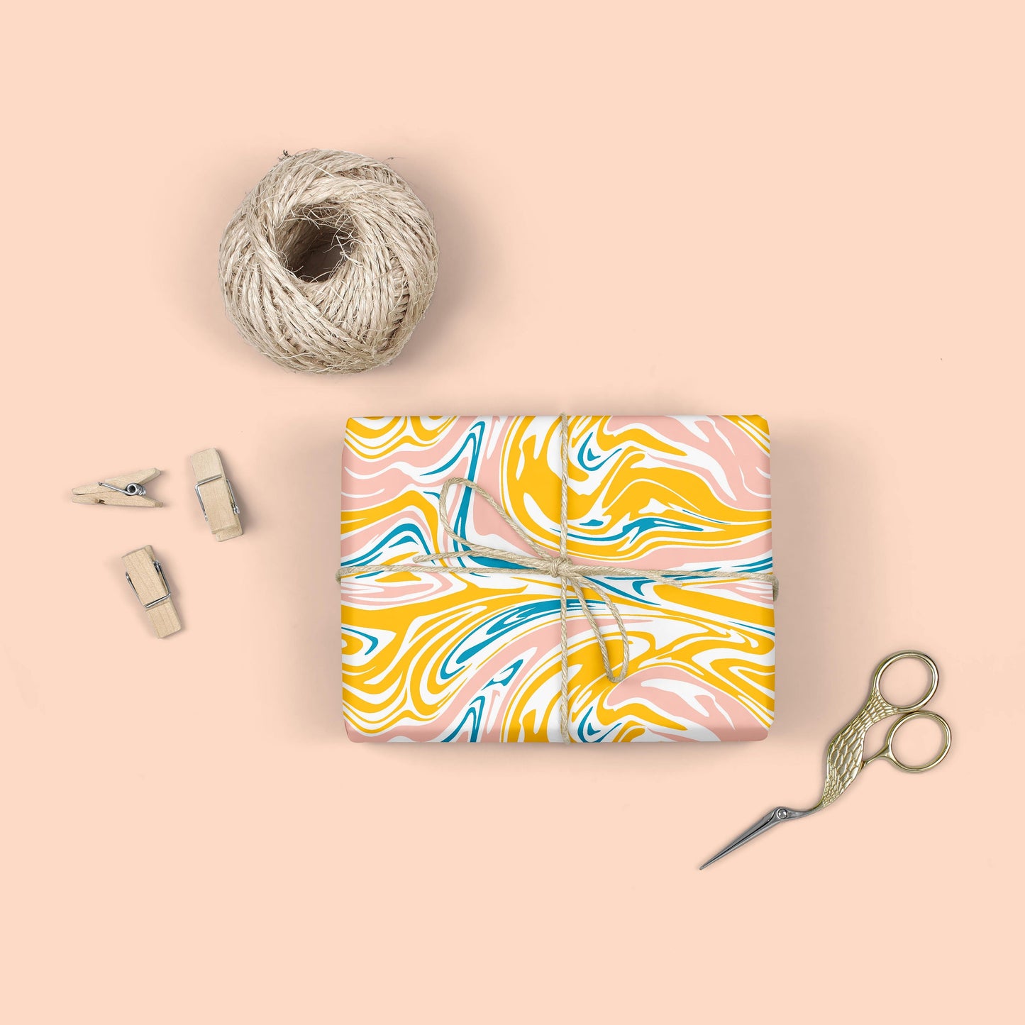 MODERN YELLOW MARBLE Wrapping Paper