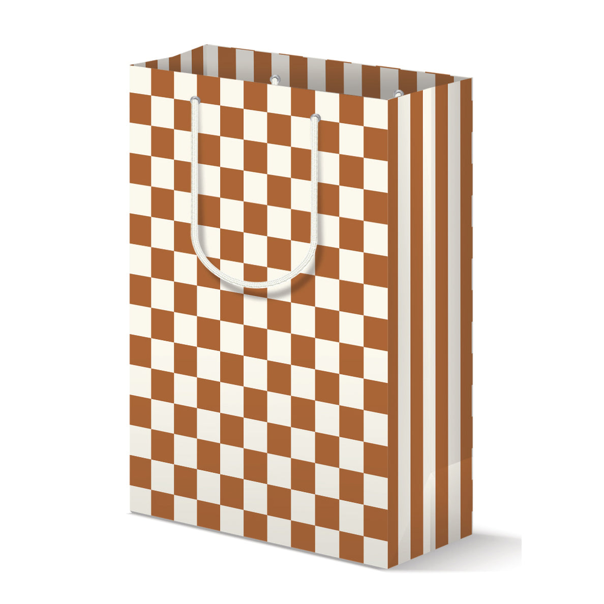 BROWN CHECKERBOARD GIFT BAG