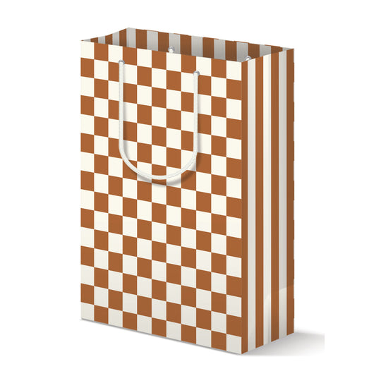 BROWN CHECKERBOARD GIFT BAG