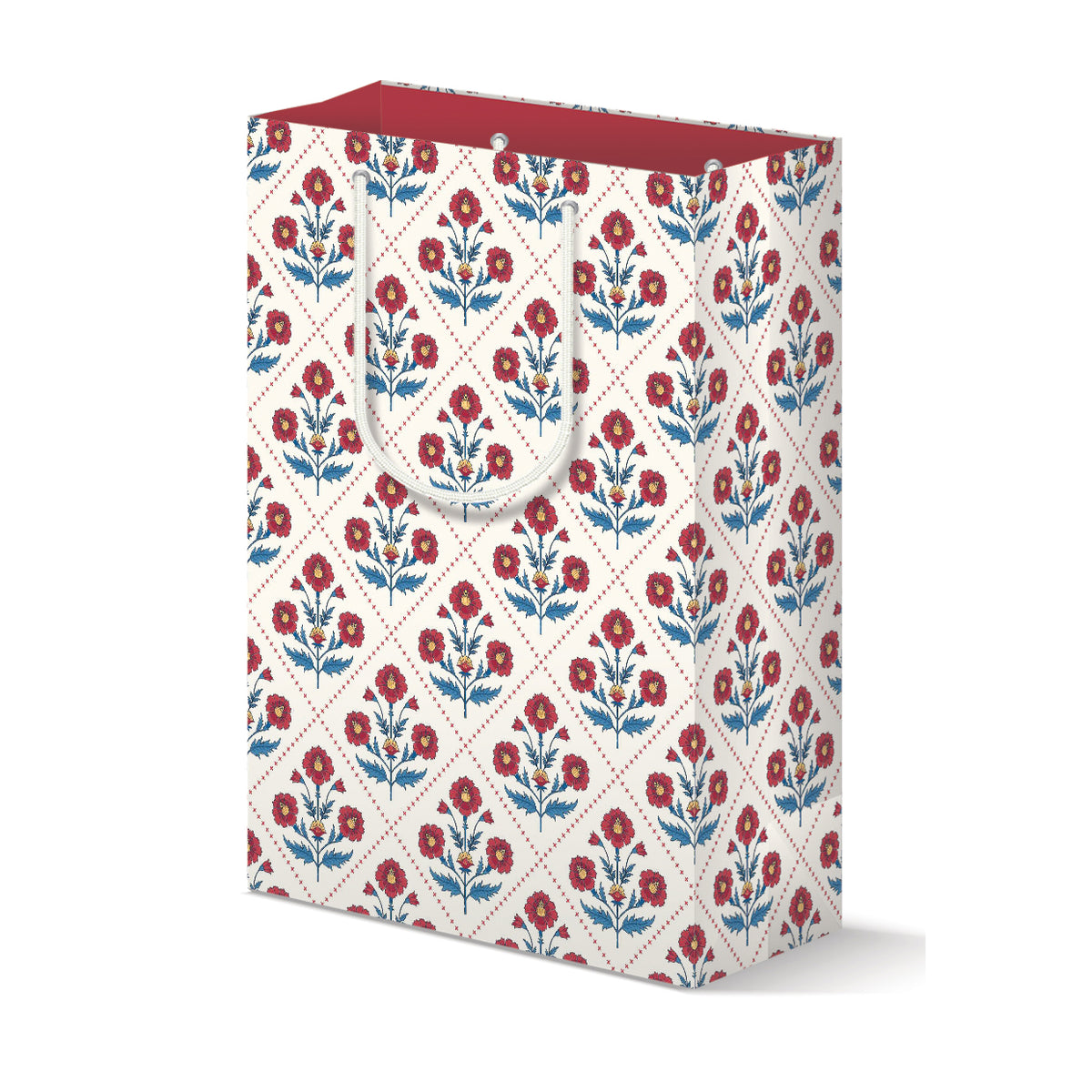 Block Print Trellis Floral Gift Bag