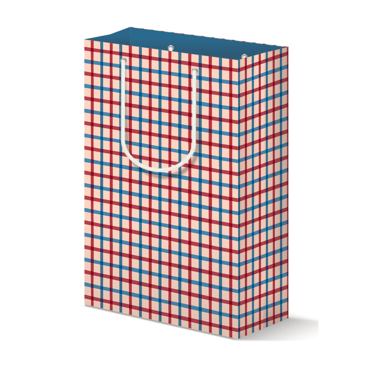 Block Print Plaid Gift Bag