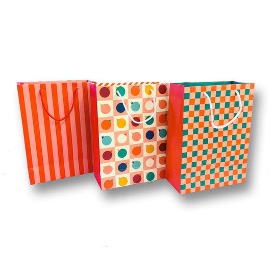 Checks and Stripes Christmas Gift Bag Set