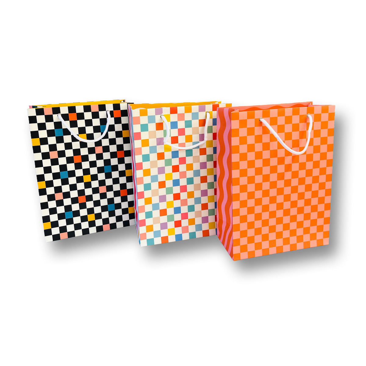 Modern Checkerboard Gift Bag Set