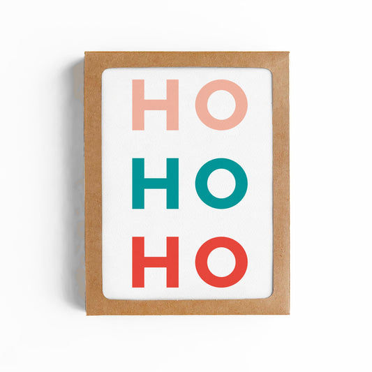 HO HO HO Santa Claus Christmas Card-BOXED SET OF 6