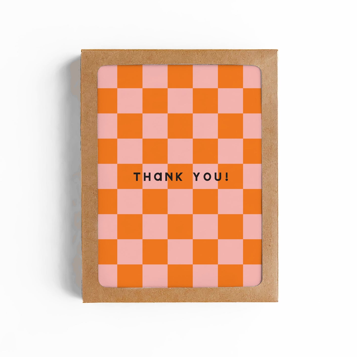 THANK YOU CORAL CHECKERBOARD CARD-BOXED SET OF 6