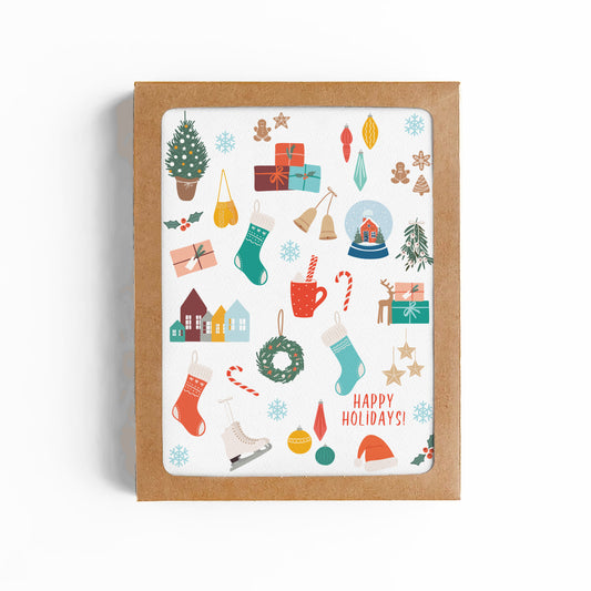 HAPPY HOLIDAYS CARD-HOLIDAY FAVORITES-BOXED SET OF 6