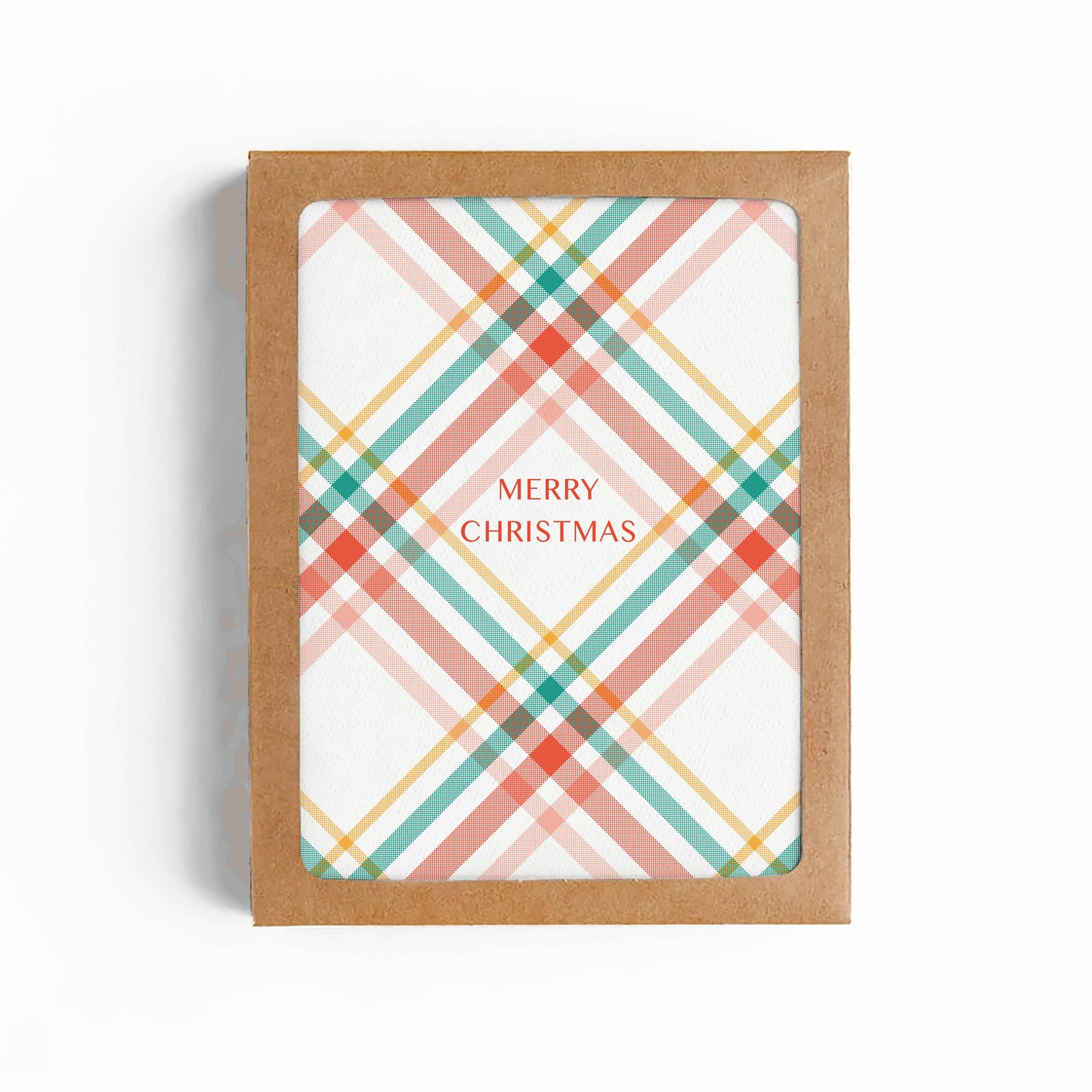 CHRISTMAS PLAID MERRY CHRISTMAS CARD- BOXED SET OF 6