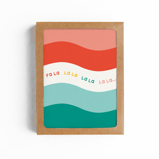 FA LA LA CHRISTMAS CARD - RETRO WAVE - BOXED SET OF 6