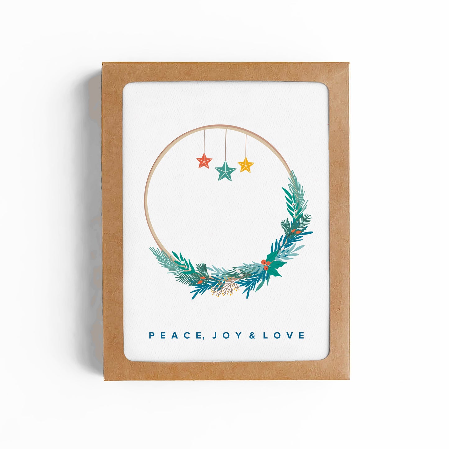 PEACE LOVE JOY WINTER WREATH CARD-BOXED SET OF 6