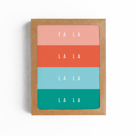 FA LA LA Color Block Christmas Card-BOXED SET OF 6