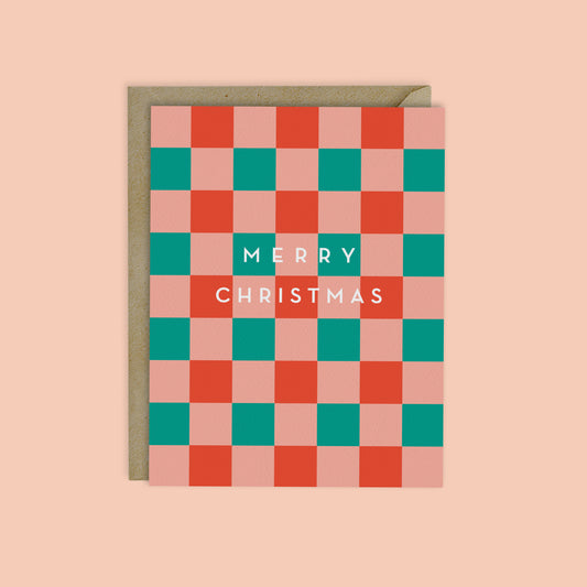 MERRY CHRISTMAS CHECKERBOARD CARD