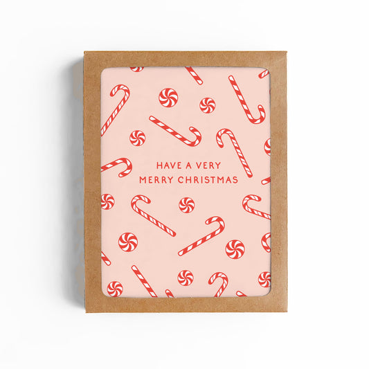 CANDY CANE LANE Merry Christmas Card-BOXED SET OF 6