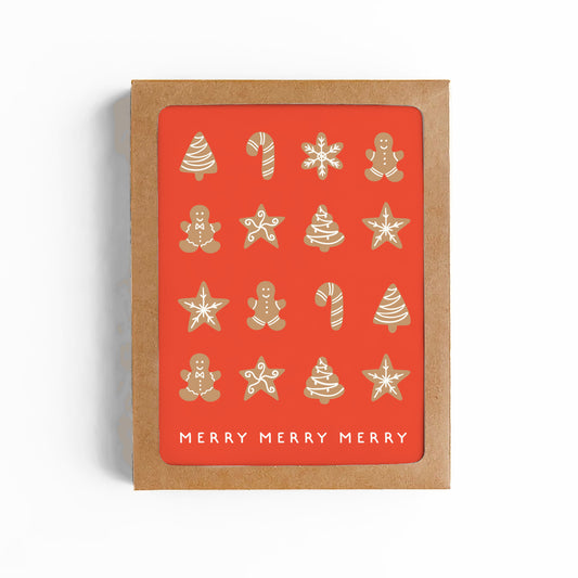 GINGERBREAD COOKIES Merry Card -BOXED SET OF 6