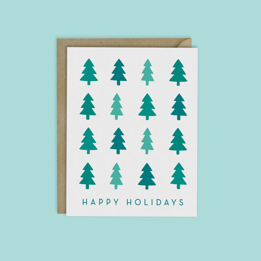 HAPPY HOLIDAYS CHRISTMAS TREES FOREST Card