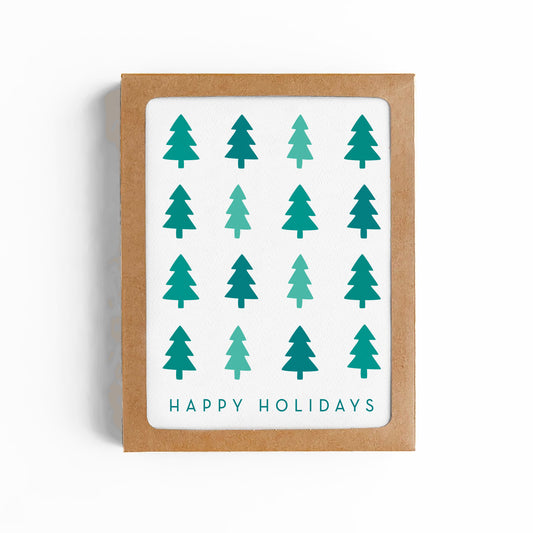 CHRISTMAS TREES Happy Holidays Card -BOXED SET OF 6