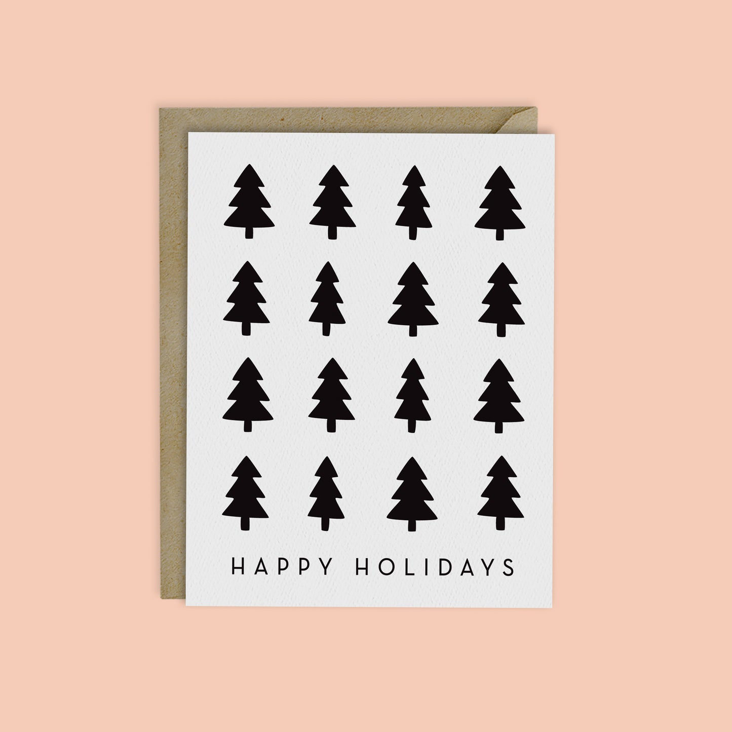 HAPPY HOLIDAYS CARD -  B&W CHRISTMAS TREES