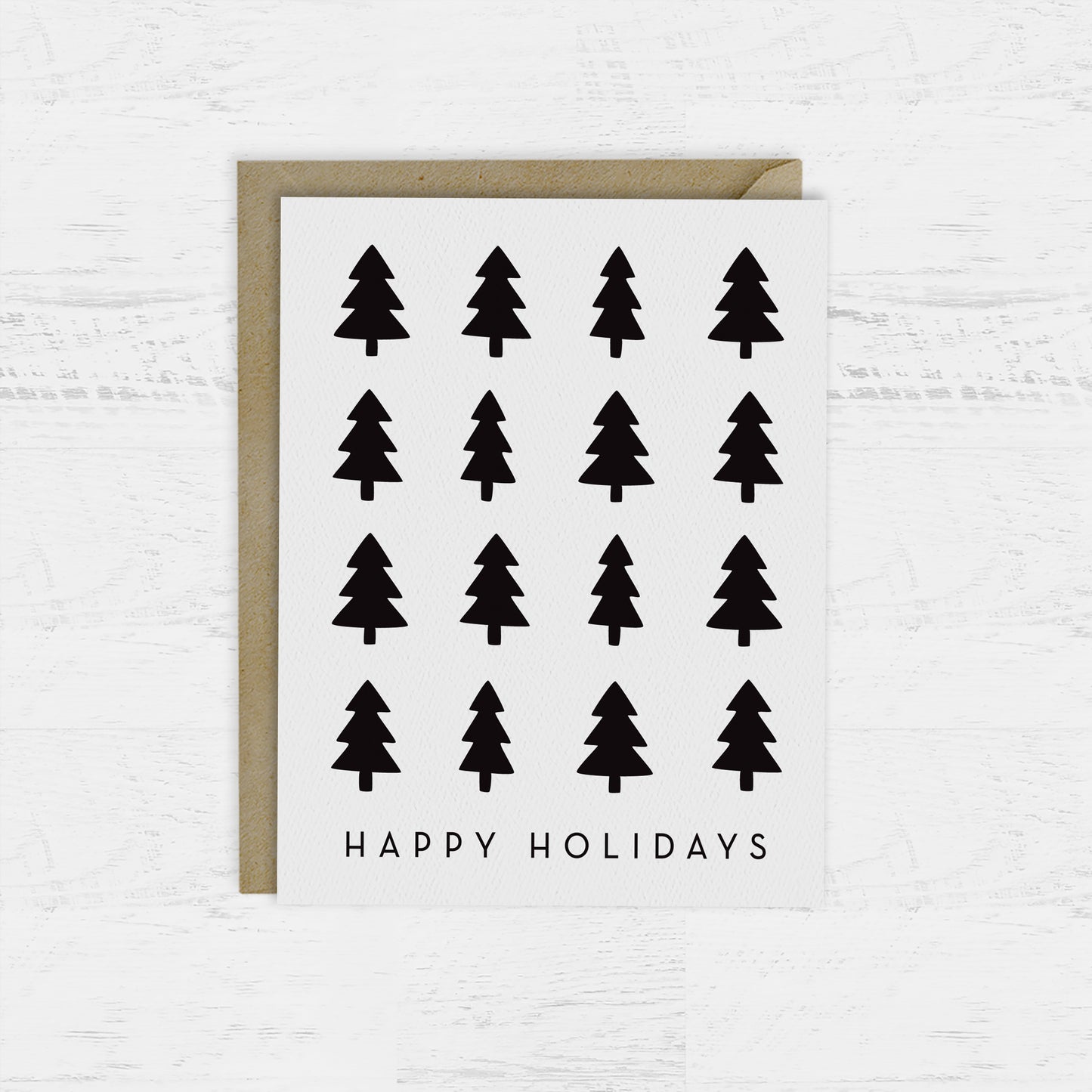 HAPPY HOLIDAYS CARD -  B&W CHRISTMAS TREES