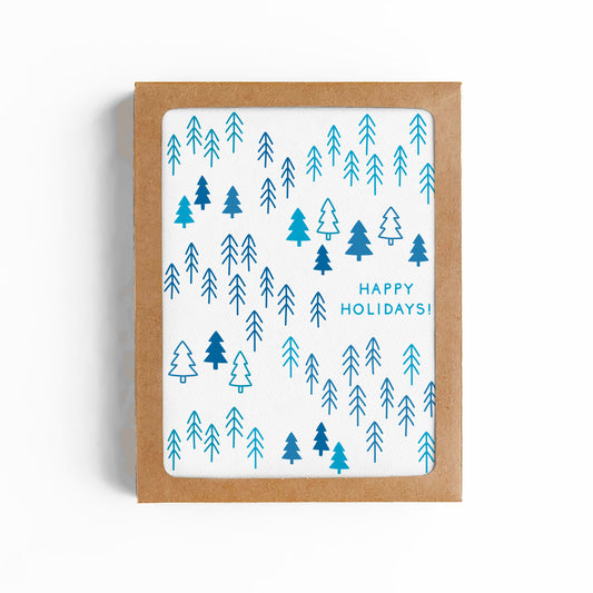 WOODLAND FOREST Happy Holidays Card-BOXED SET OF 6