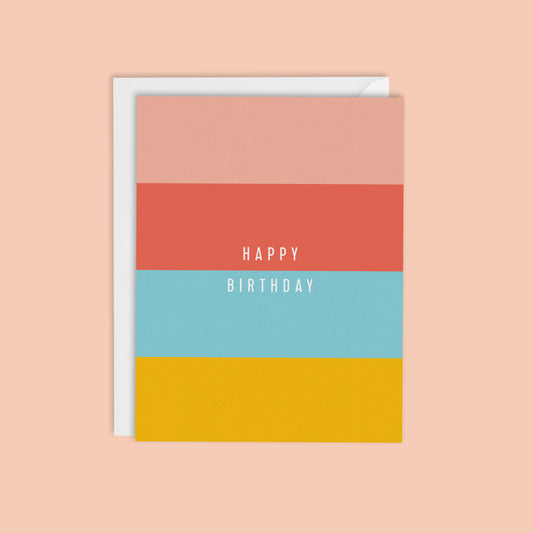 COLORFUL STRIPE HAPPY BIRTHDAY CARD