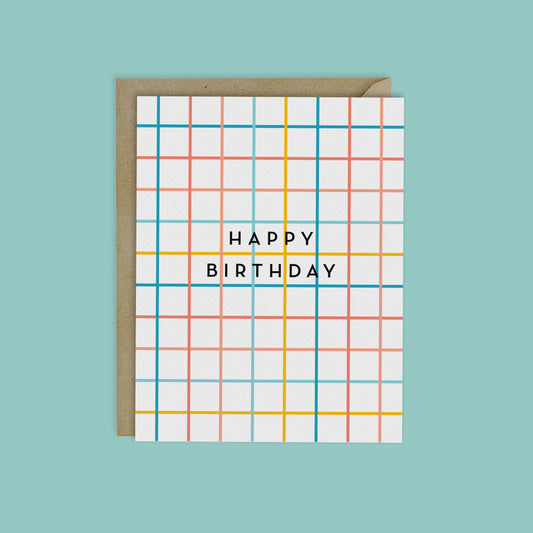 COLORFUL GRID HAPPY BIRTHDAY CARD