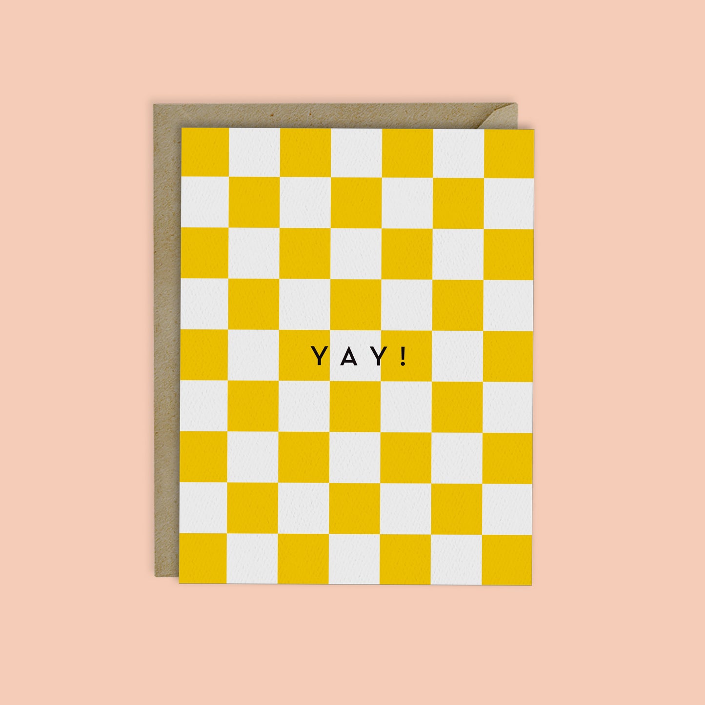 YAY- Modern Yellow Checkerboard Card