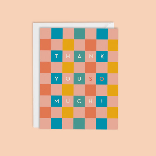 THANK YOU SO MUCH, Modern Fall Checkerboard  Card