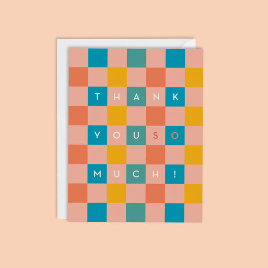 THANK YOU SO MUCH, Retro Checkerboard  Card