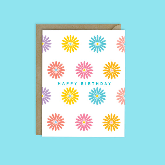 HAPPY BIRTHDAY CARD - RETRO DAISIES