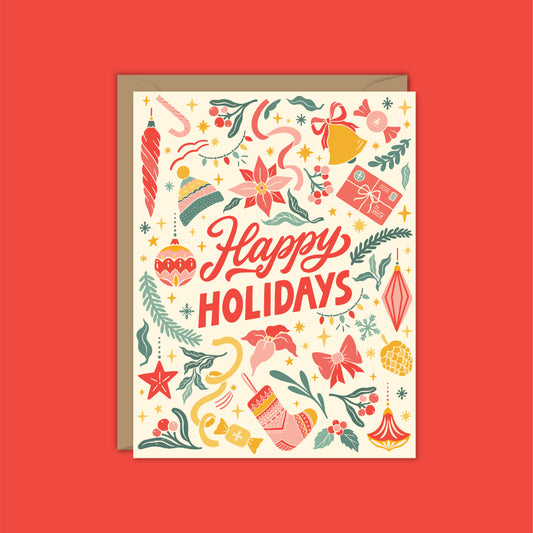 Happy Holidays Retro Christmas Card