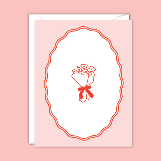 Red Roses Bouquet Blank Card