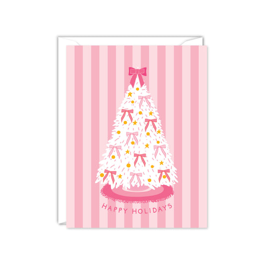PINK BOWS CHRISTMAS TREE CARD