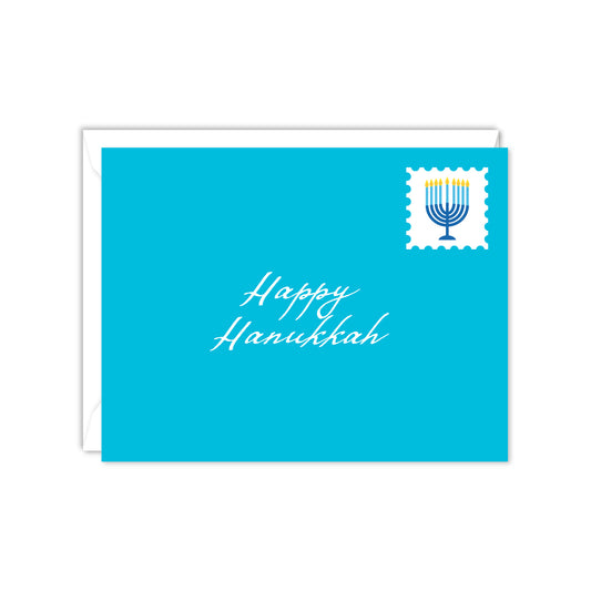 Menorah Stamp Happy Hanukkah Card